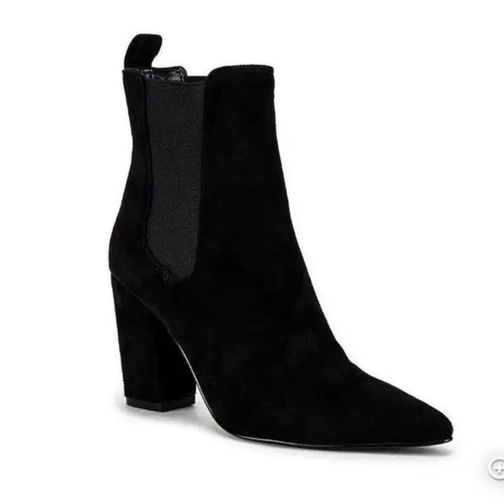 Steve Madden Subtle Black Suede Pointed-toe High Heel Booties